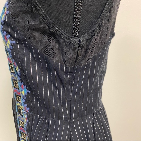 Free People Dress Women’s Size 6 Black Metallic Pinstripe Water Lily Mini Dress - Picture 6 of 16
